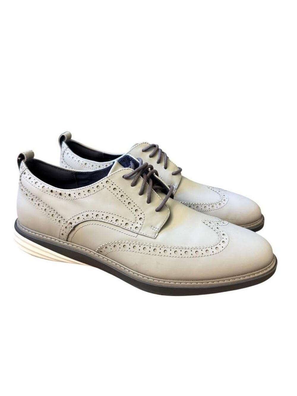 Cole Haan Grand Evolution Brogue Wingtip Oxford Gray Leather Men size 10 NEW